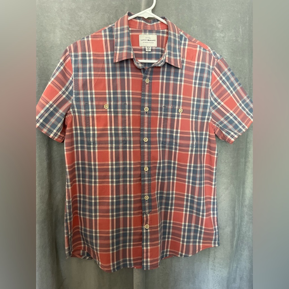 Lucky Brand Mens M, Short Sleeve Button Up